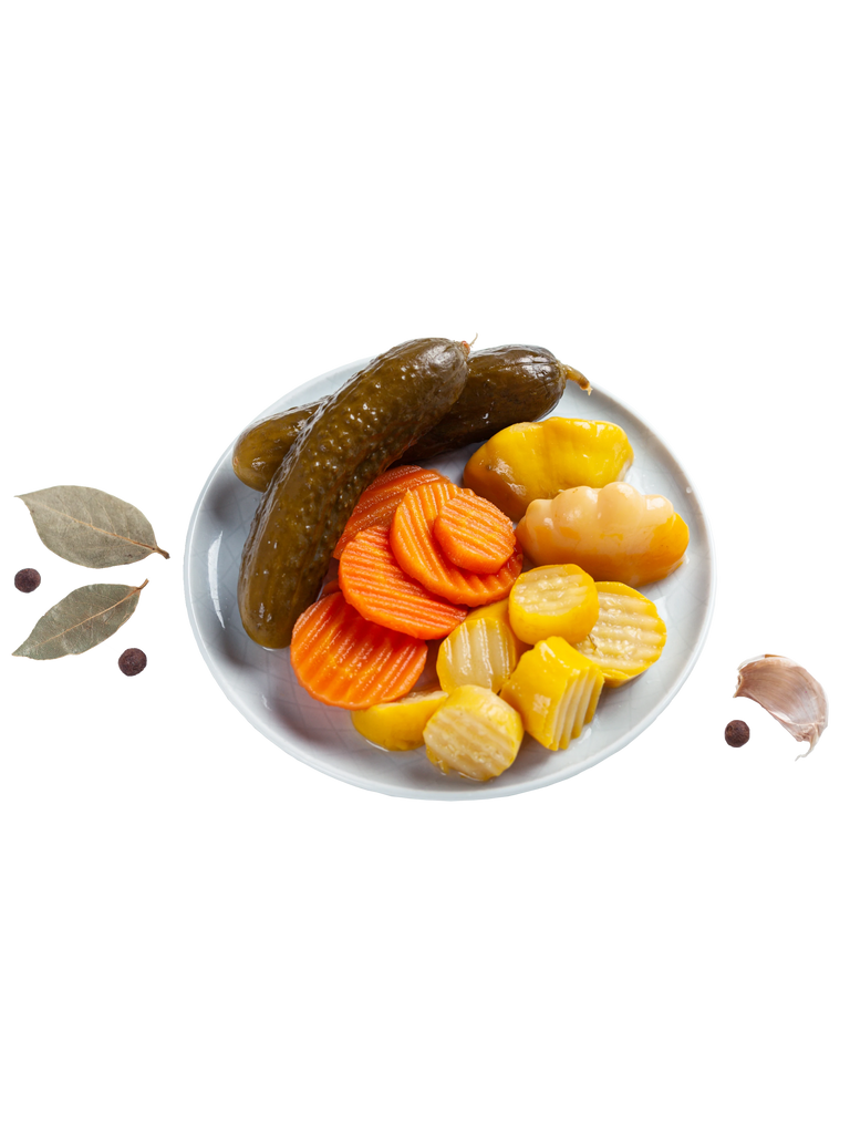 Variety of Pickled Vegetables glass